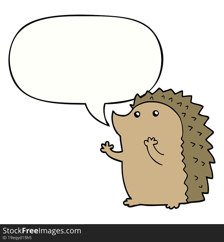 Cartoon Hedgehog And Speech Bubble