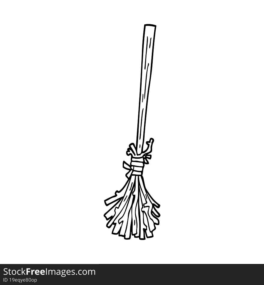 line drawing cartoon magic broom