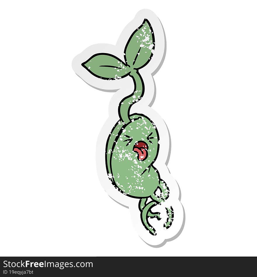 distressed sticker of a cartoon sprouting seedling