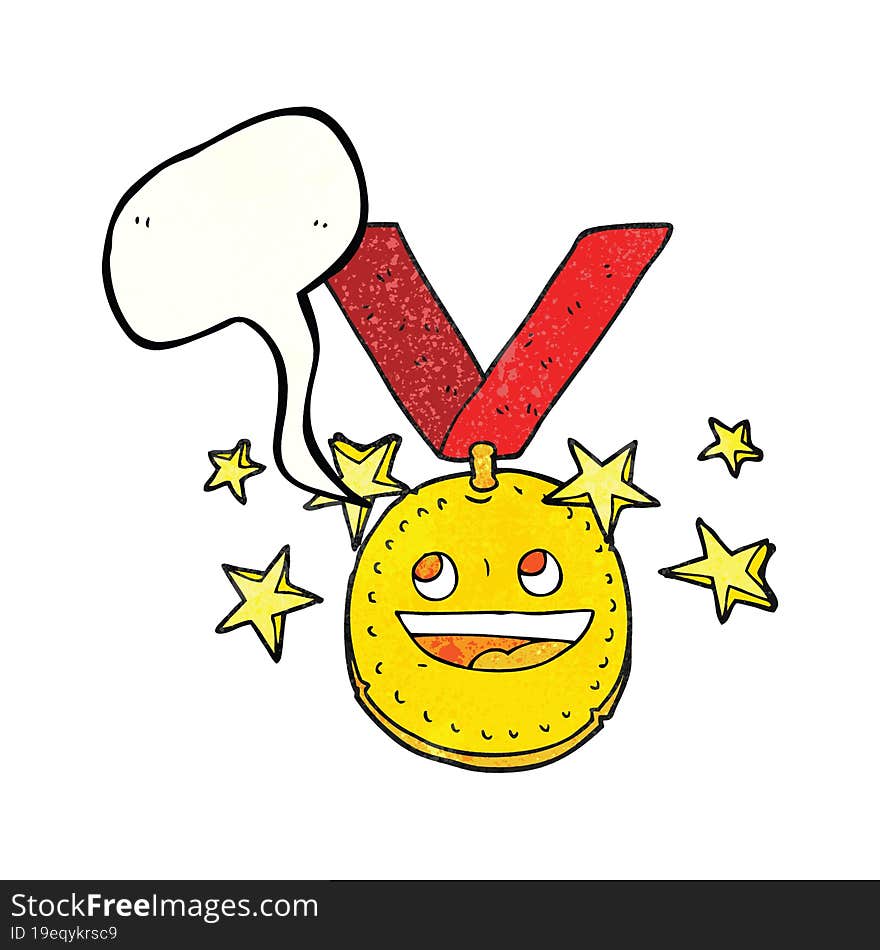 speech bubble textured cartoon happy sports medal