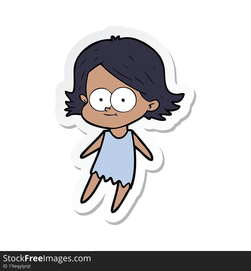 sticker of a happy cartoon girl