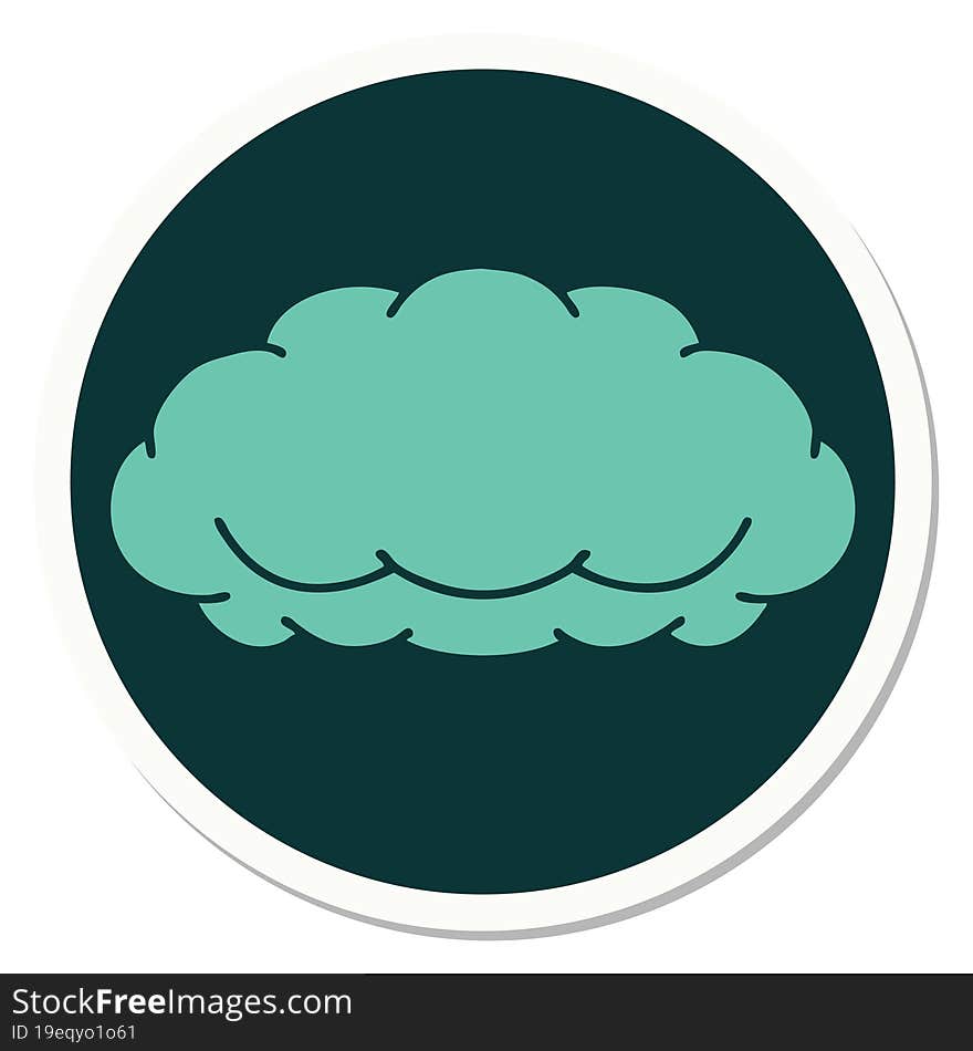 tattoo style sticker of a cloud a grey cloud