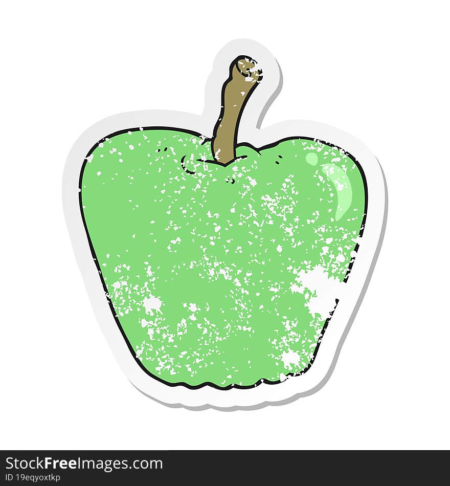 retro distressed sticker of a cartoon apple