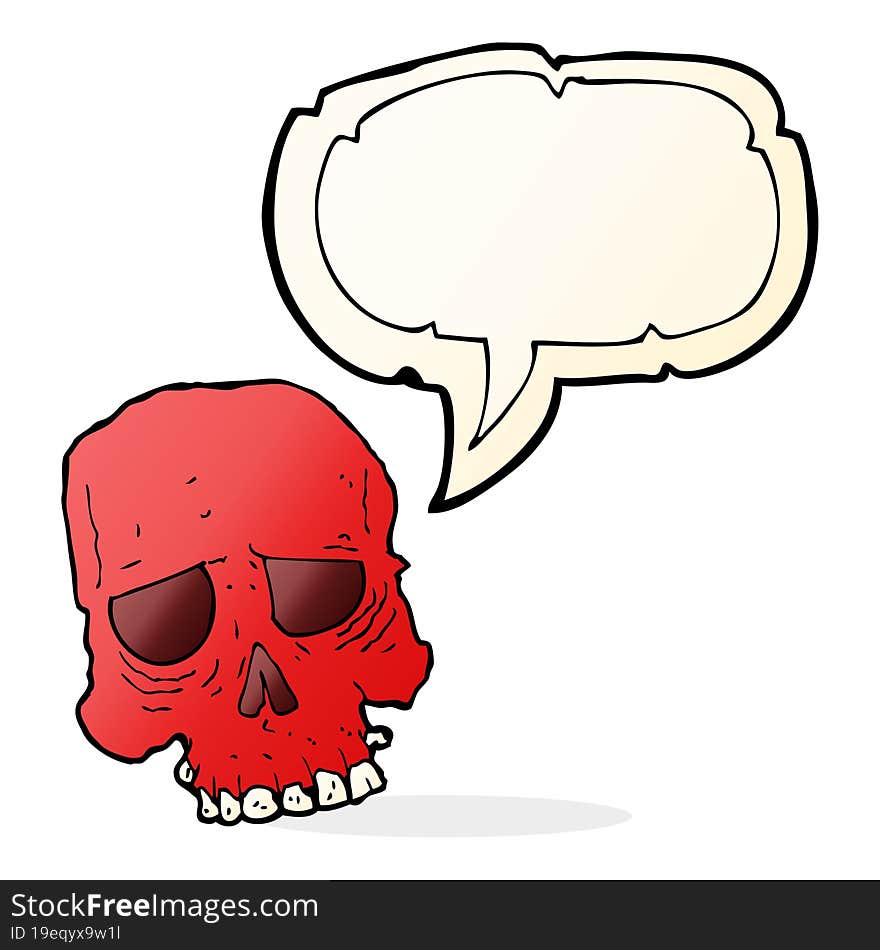 cartoon spooky skull with speech bubble