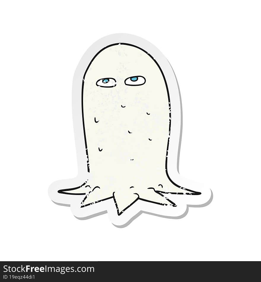 retro distressed sticker of a cartoon halloween ghost