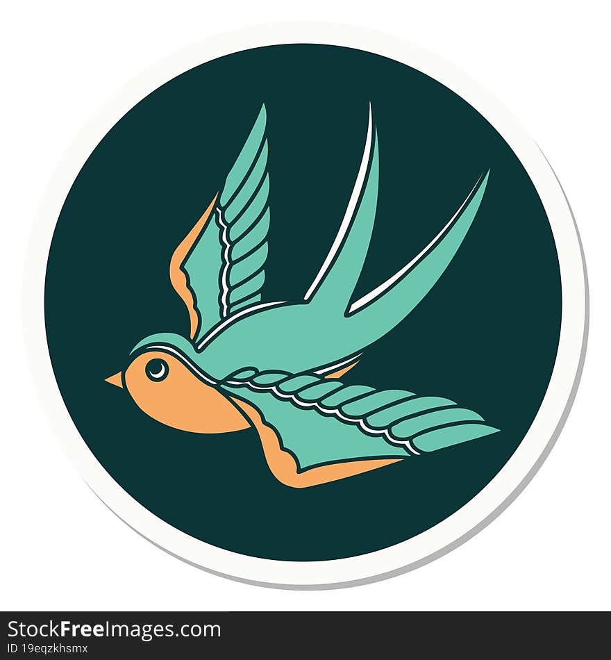 tattoo style sticker of a swallow