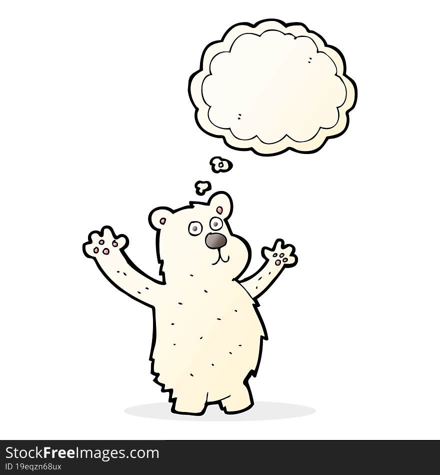 cartoon funny polar bear with thought bubble