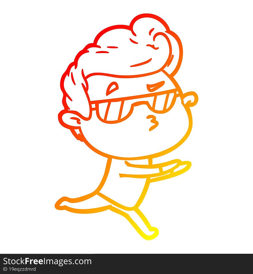 warm gradient line drawing of a cartoon cool guy