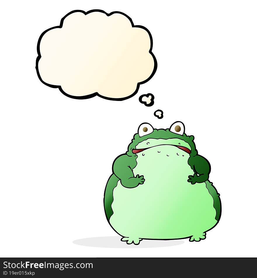 cartoon fat frog with thought bubble