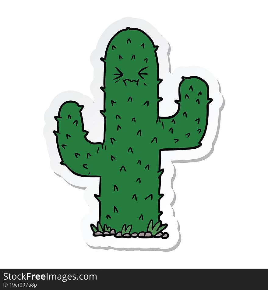 sticker of a cartoon cactus