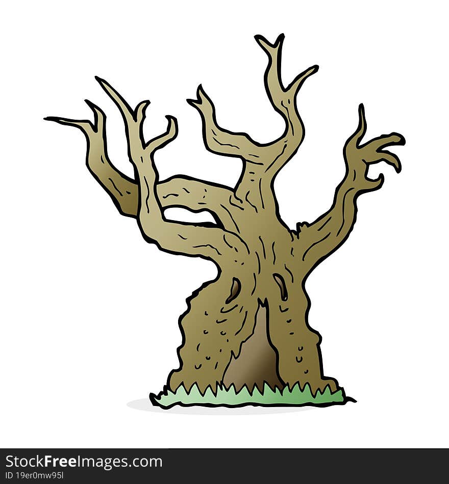 cartoon spooky old tree