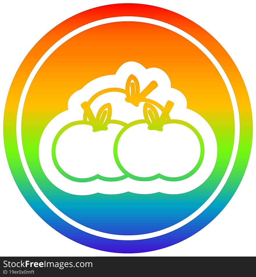 pile of apples circular in rainbow spectrum