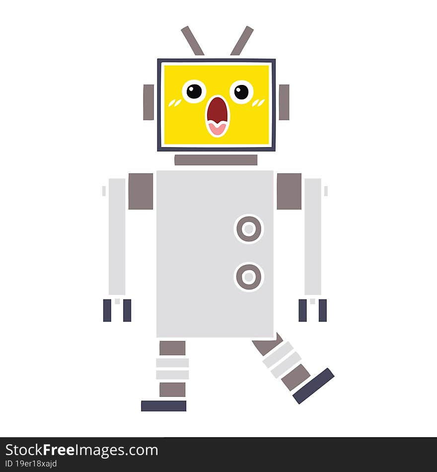 Flat Color Retro Cartoon Robot