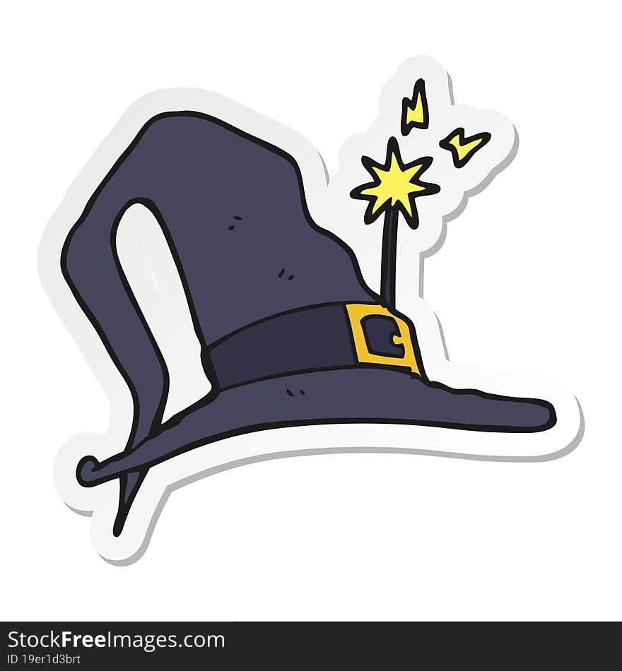 sticker of a cartoon witch hat