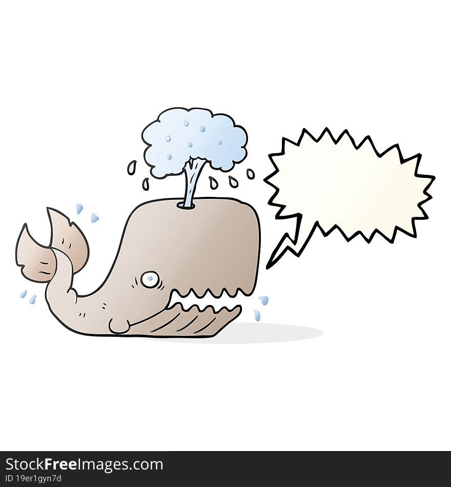 freehand drawn speech bubble cartoon whale spouting water