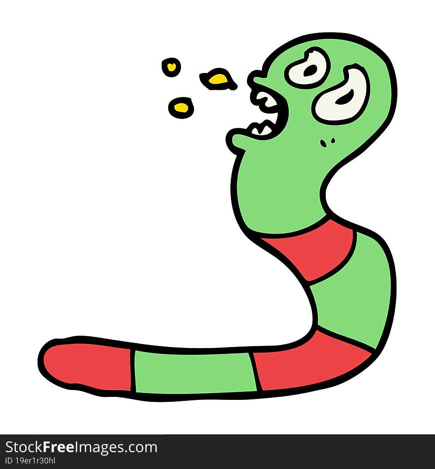 cartoon frightened worm