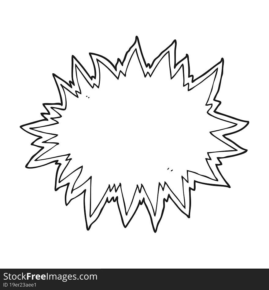 freehand drawn black and white cartoon explosion sign