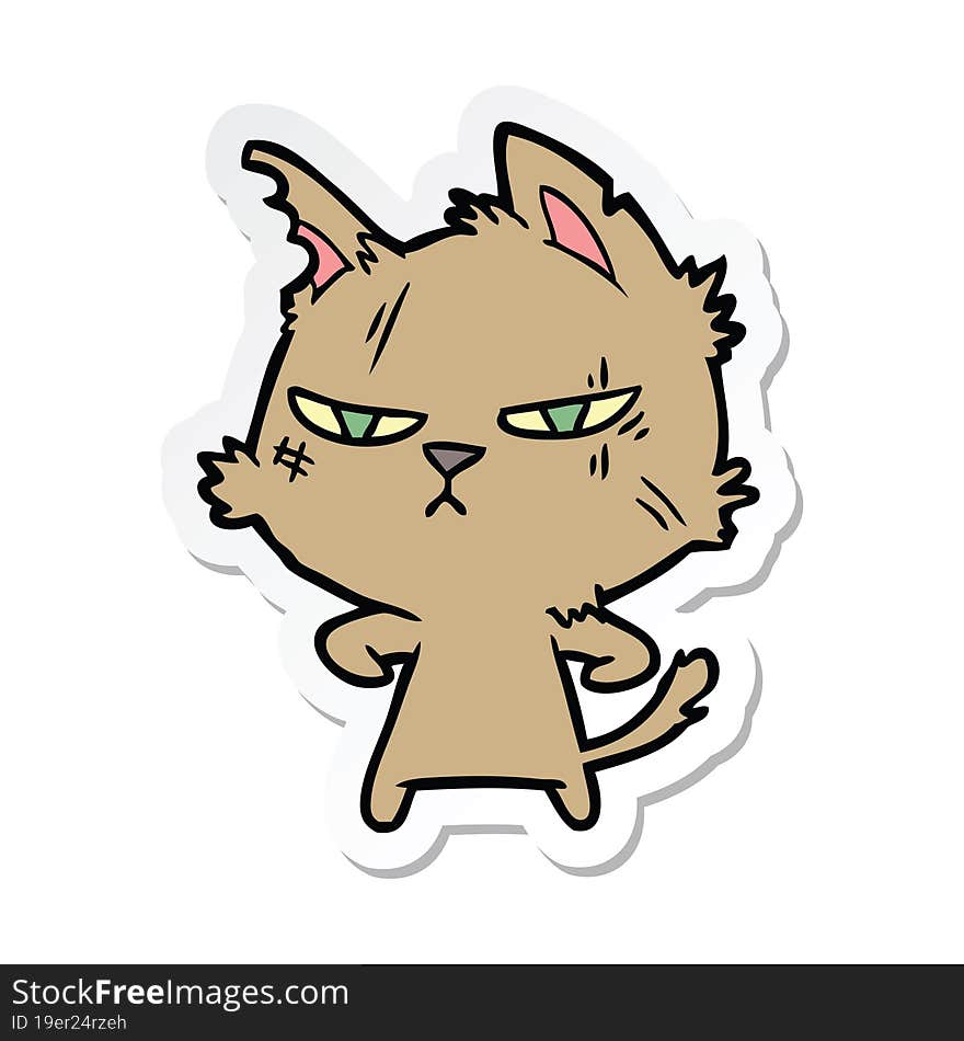 Sticker Of A Tough Cartoon Cat