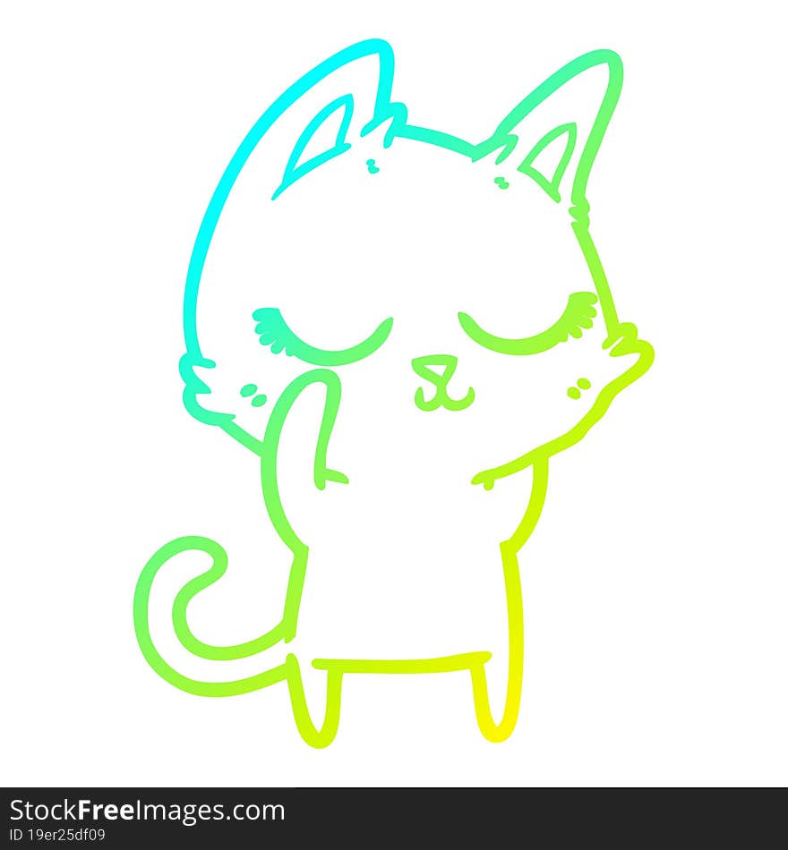 cold gradient line drawing calm cartoon cat