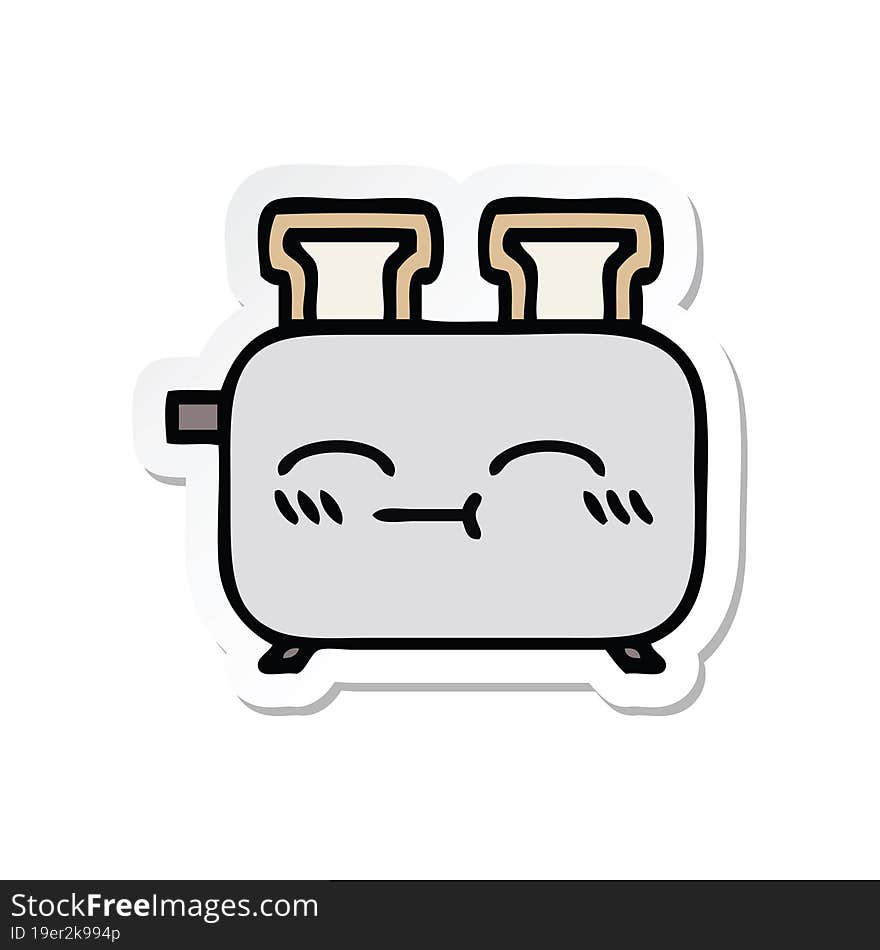 Sticker Of A Cute Cartoon Of A Toaster