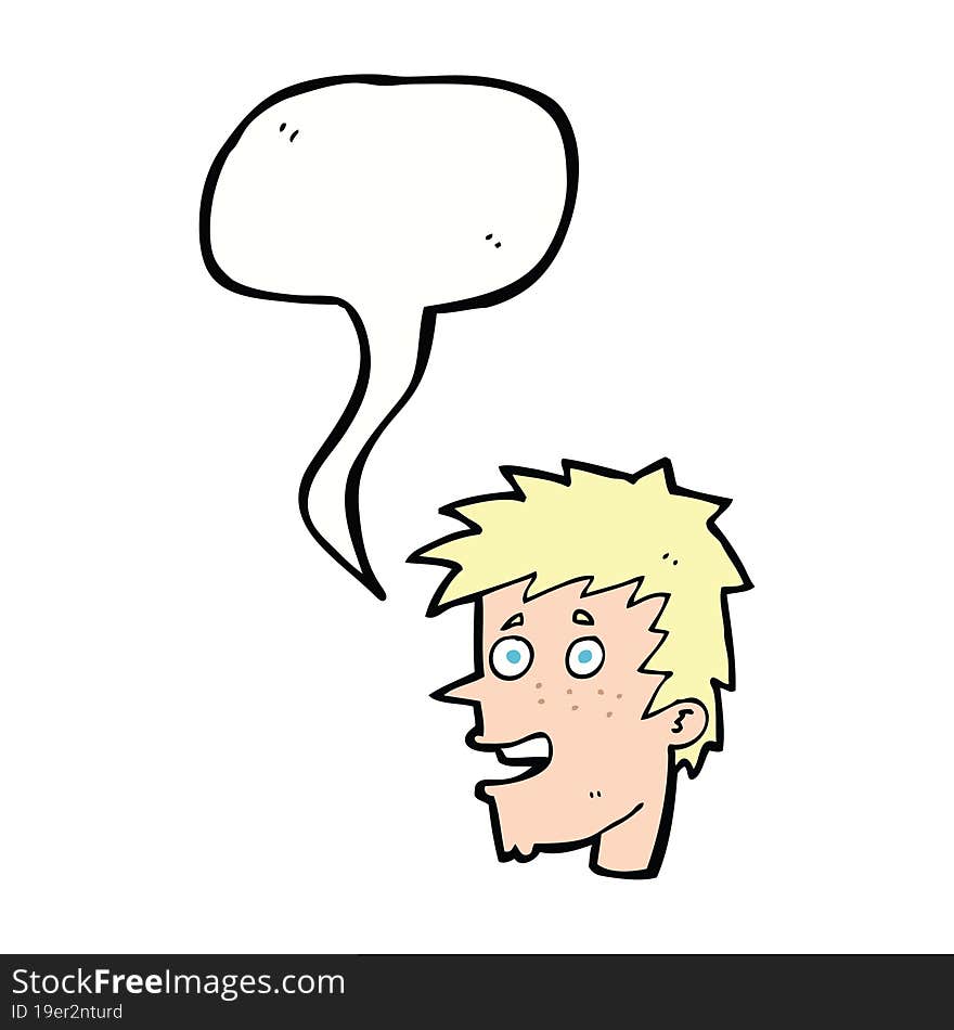 Cartoon Happy Boy Face With Speech Bubble