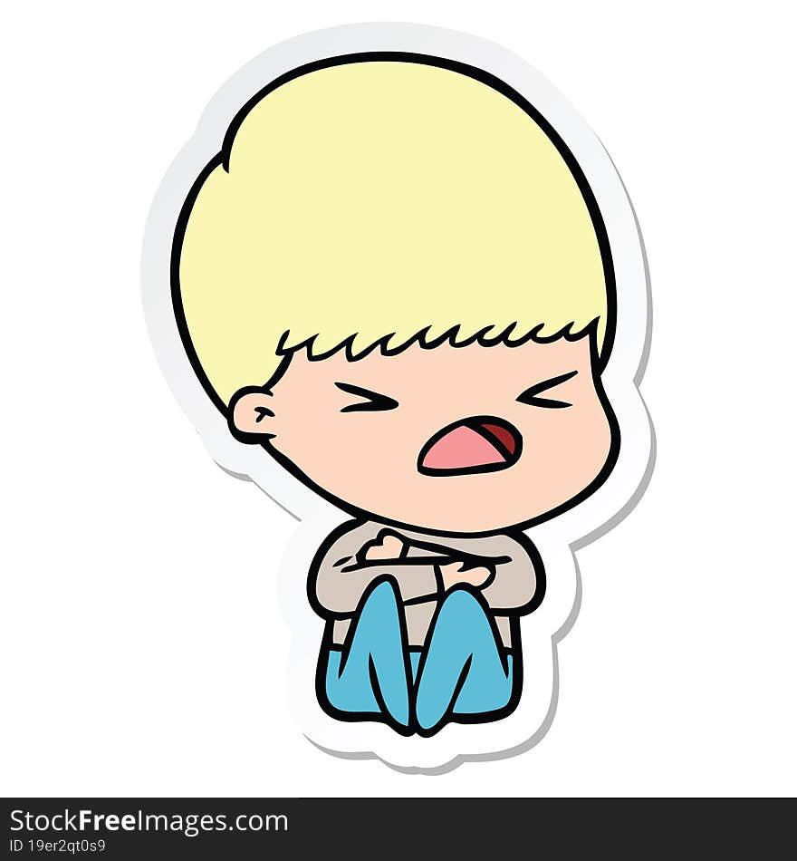 sticker of a cartoon stressed man