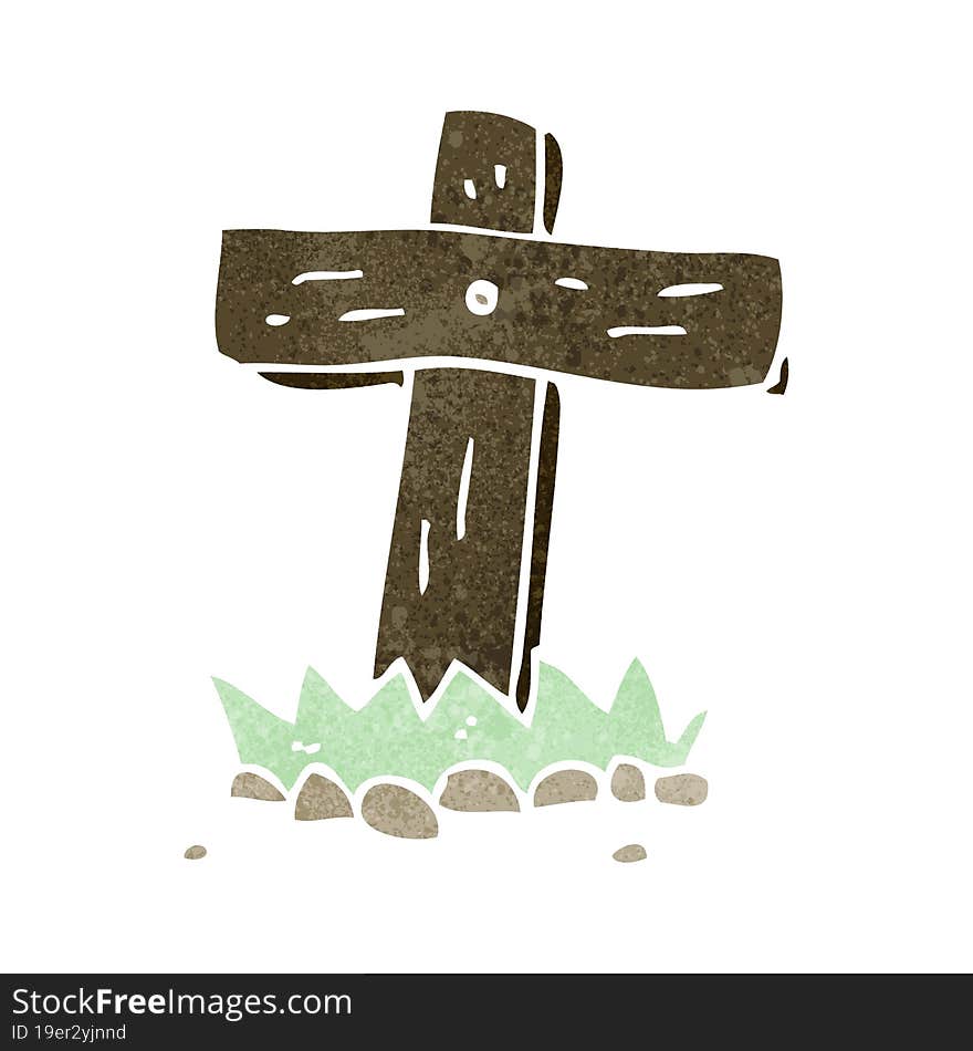 cartoon wooden cross grave