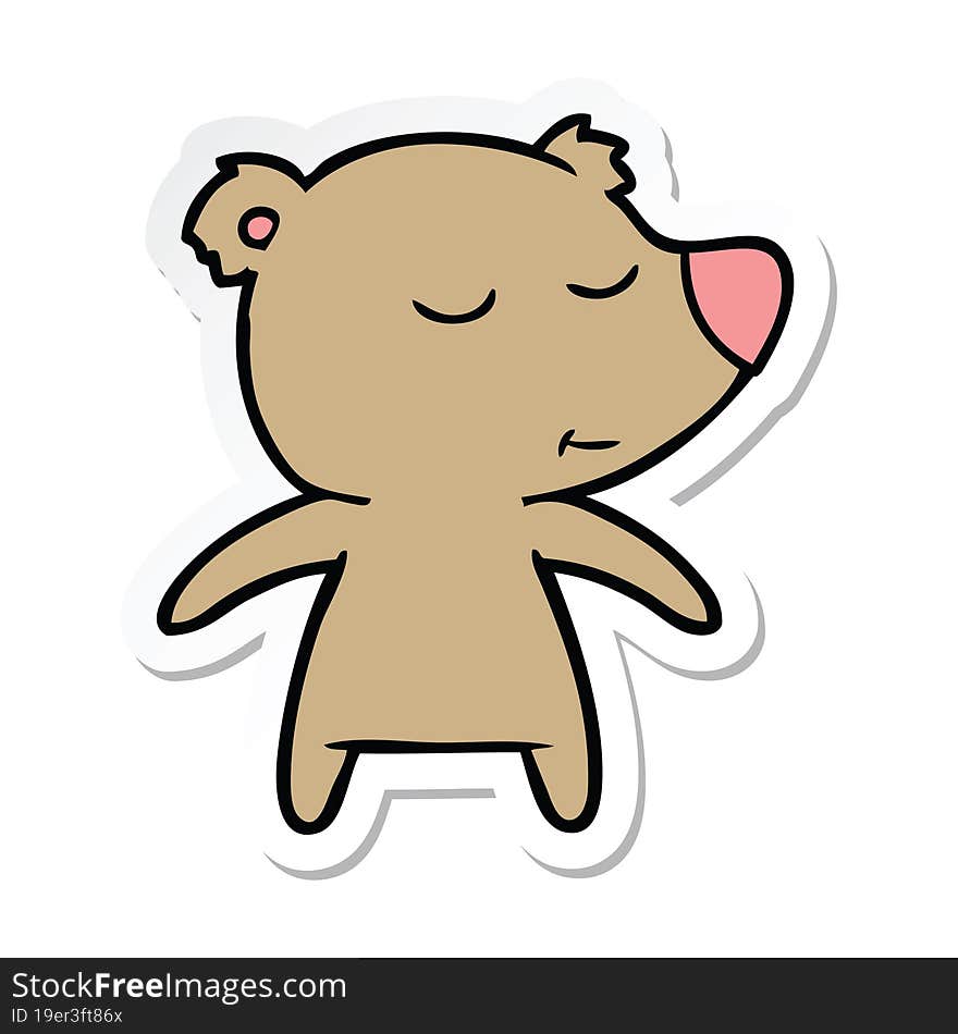 sticker of a happy cartoon bear