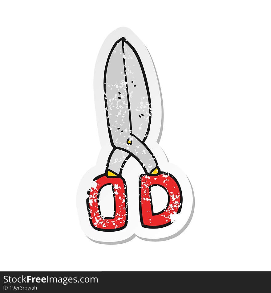 Retro Distressed Sticker Of A Cartoon Scissors