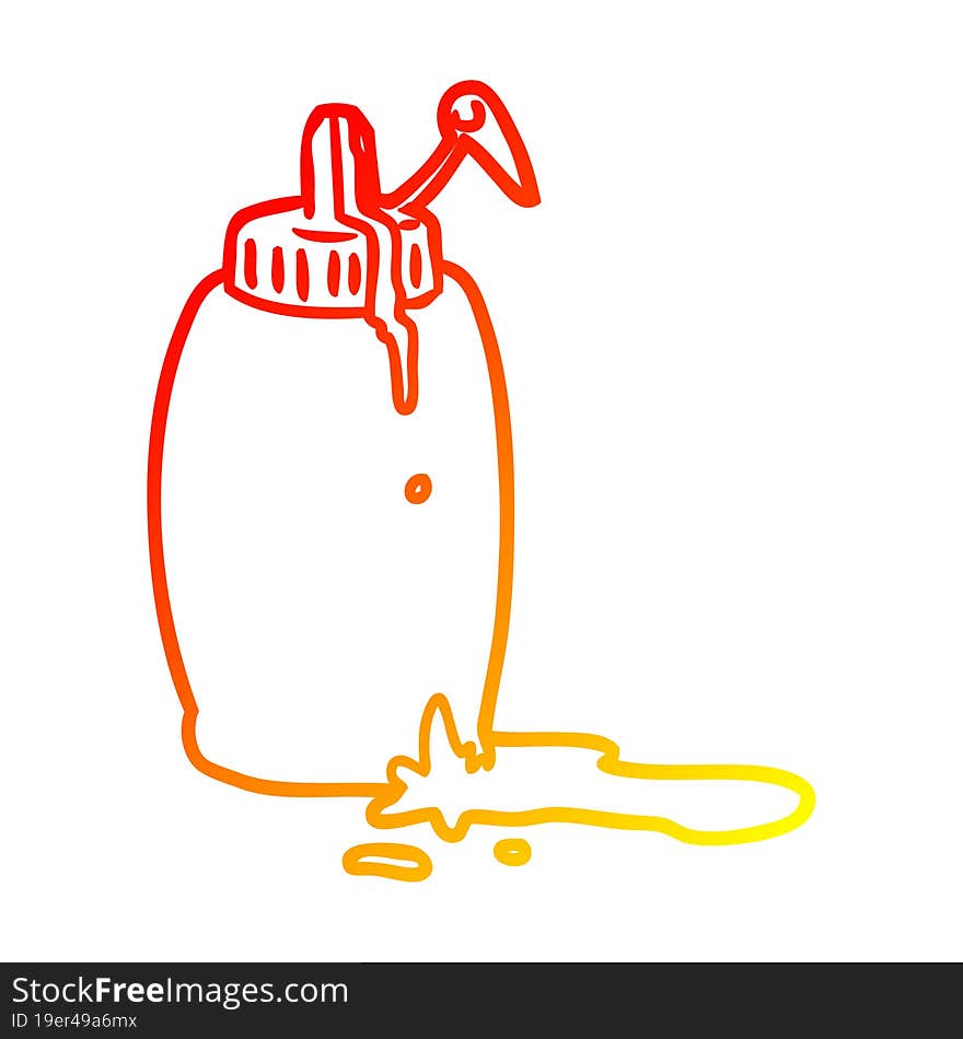 warm gradient line drawing tomato ketchup bottle