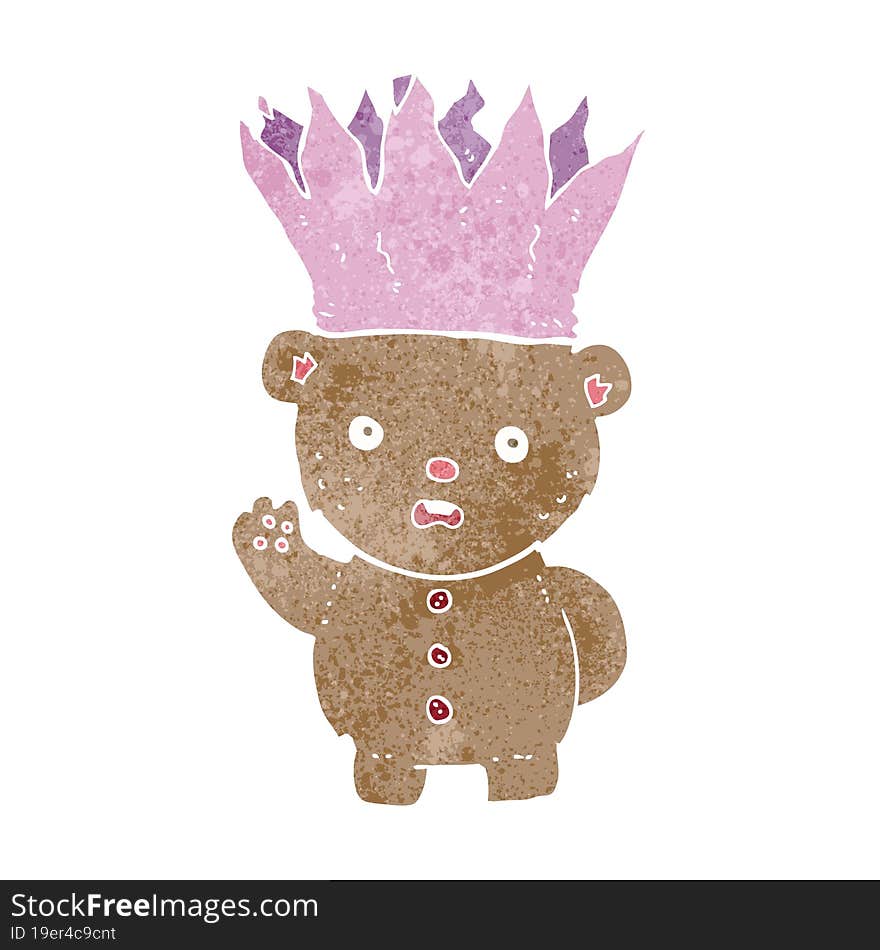 Cartoon Teddy Bear Wearing Paper Crown