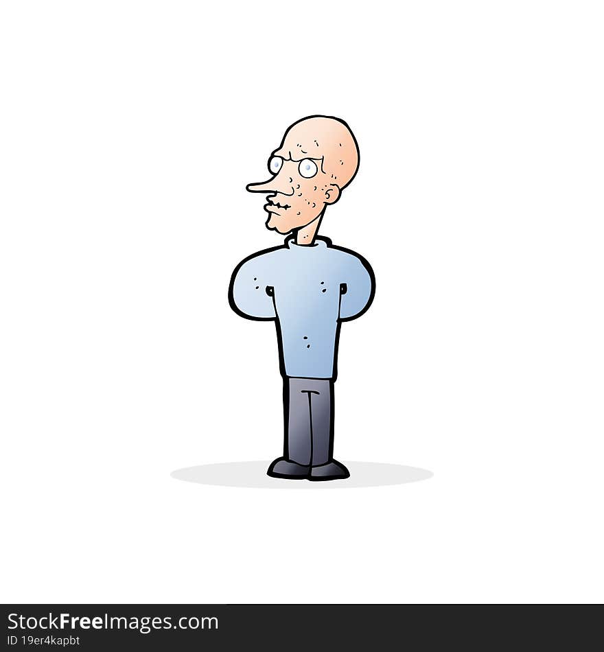 Cartoon Evil Bald Man With Thought Bubble