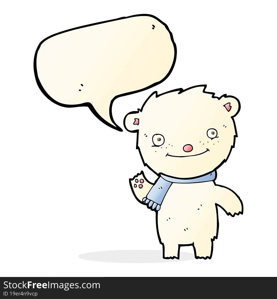 cartoon cute polar bear with speech bubble