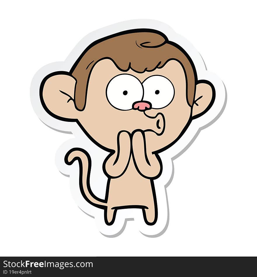 sticker of a cartoon hooting monkey