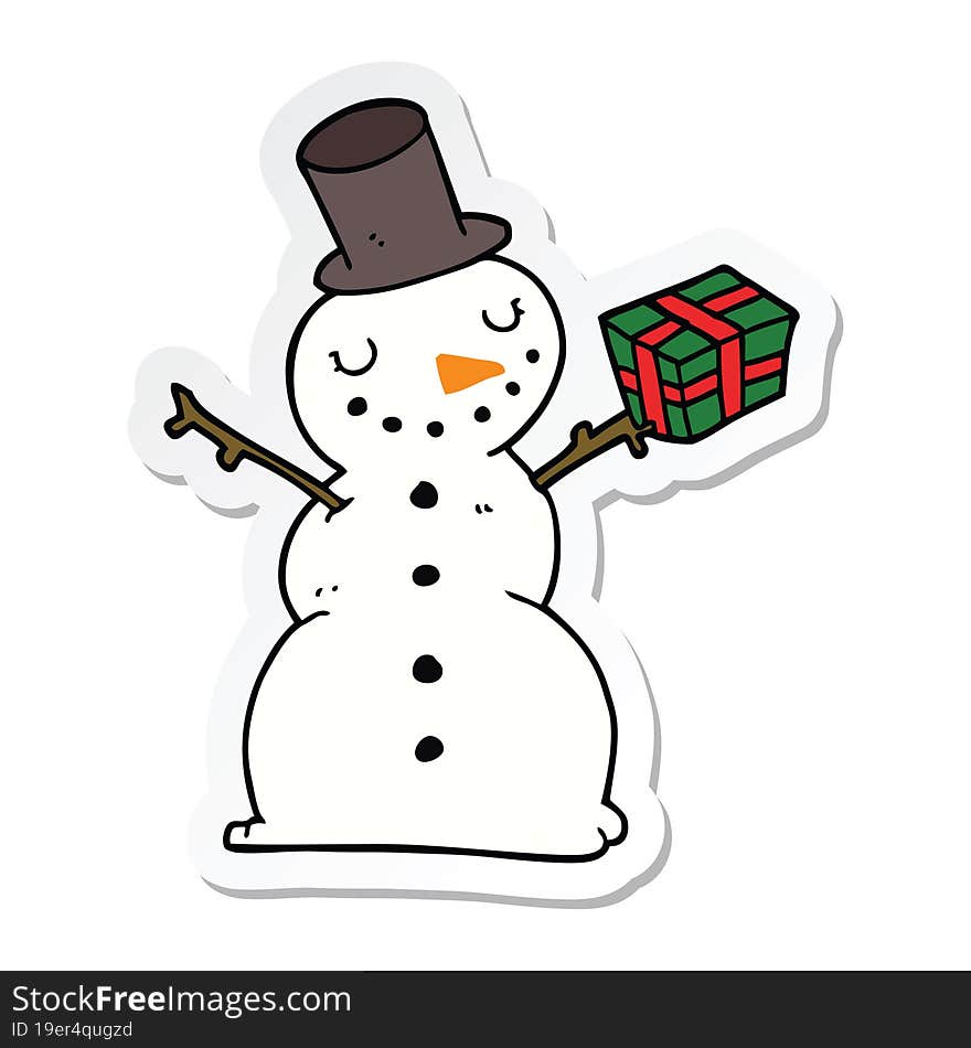 sticker of a cartoon snowman