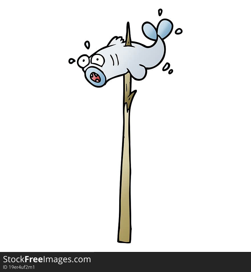 speared fish cartoon. speared fish cartoon