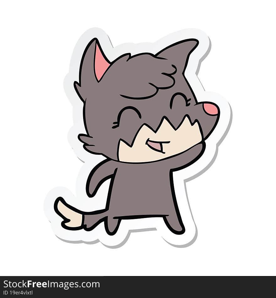 sticker of a happy cartoon fox