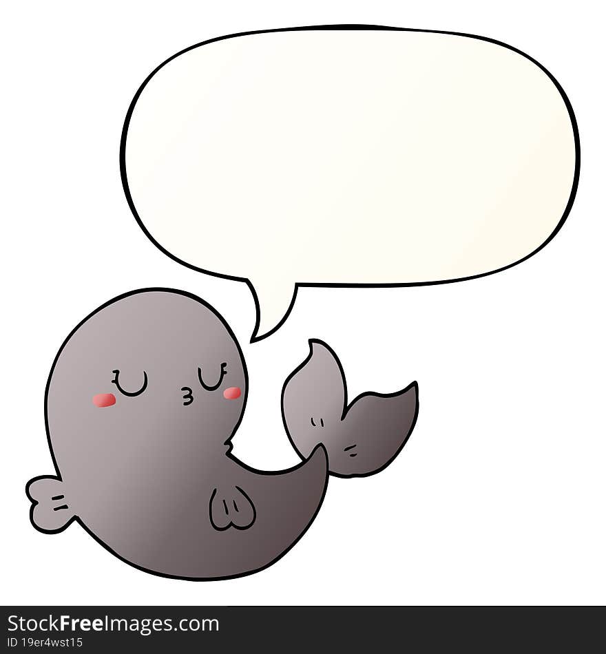 cute cartoon whale and speech bubble in smooth gradient style