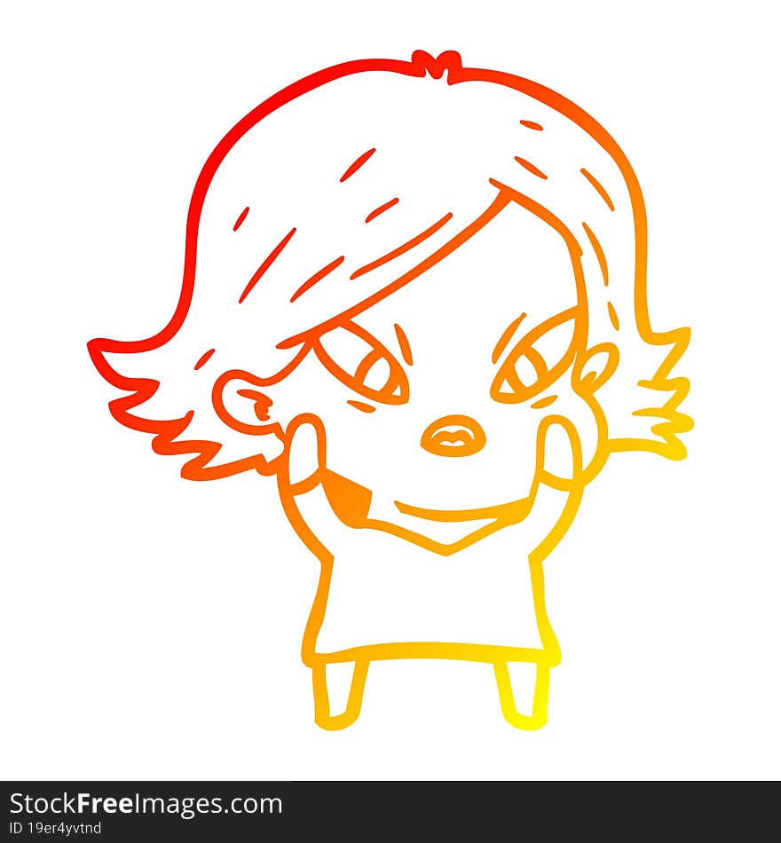 warm gradient line drawing of a cartoon stressed woman