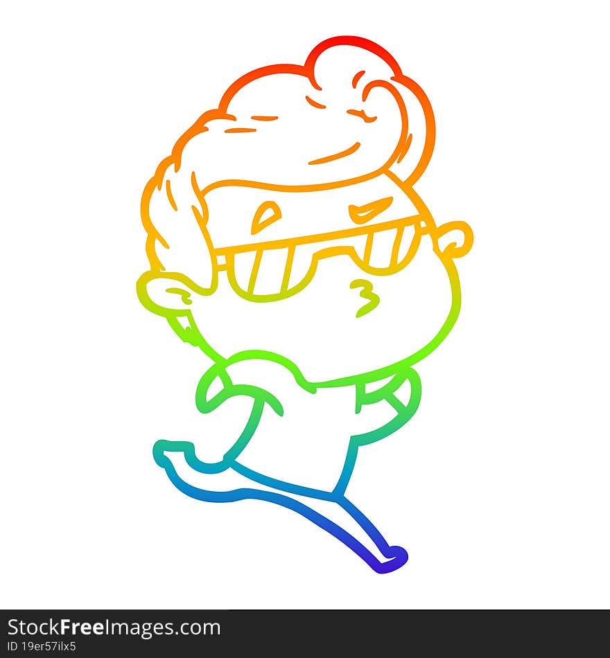 Rainbow Gradient Line Drawing Cartoon Cool Guy