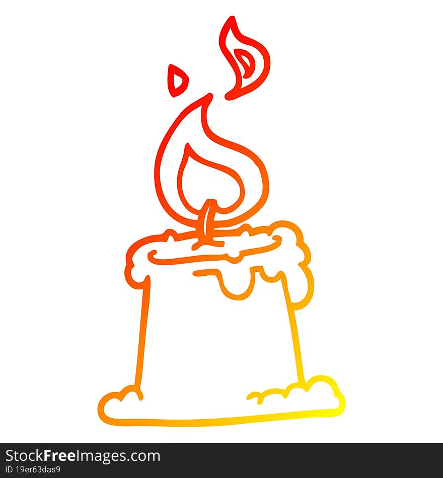 Warm Gradient Line Drawing Cartoon Candle Burning