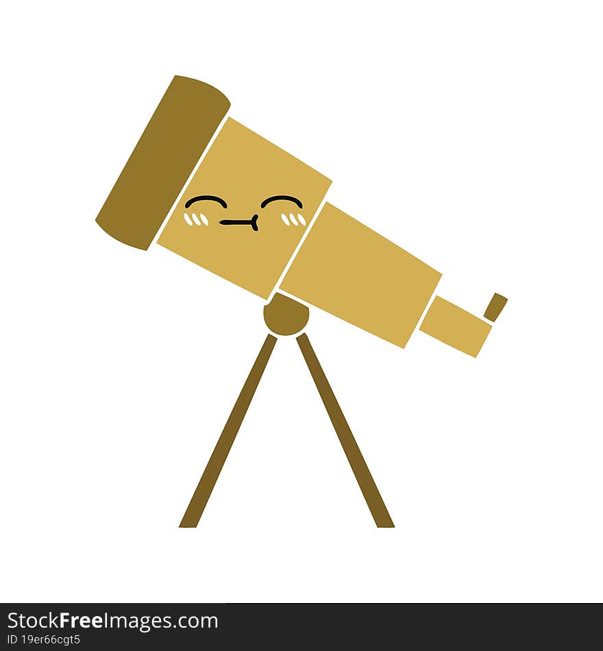 flat color retro cartoon telescope