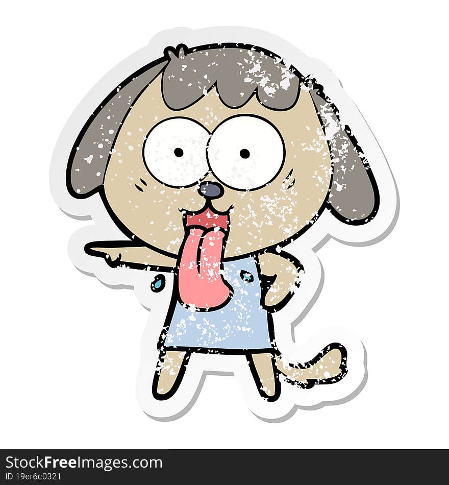 Distressed Sticker Of A Cute Cartoon Dog