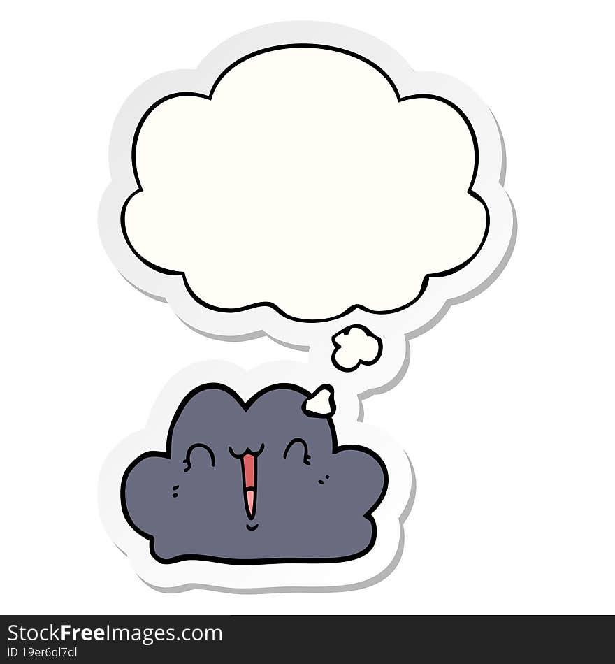 Cute Cartoon Cloud And Thought Bubble As A Printed Sticker