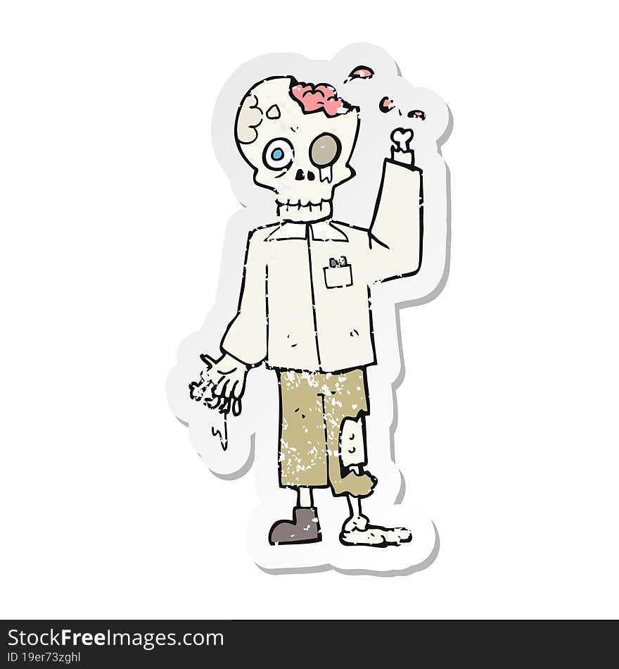 retro distressed sticker of a cartoon zombie