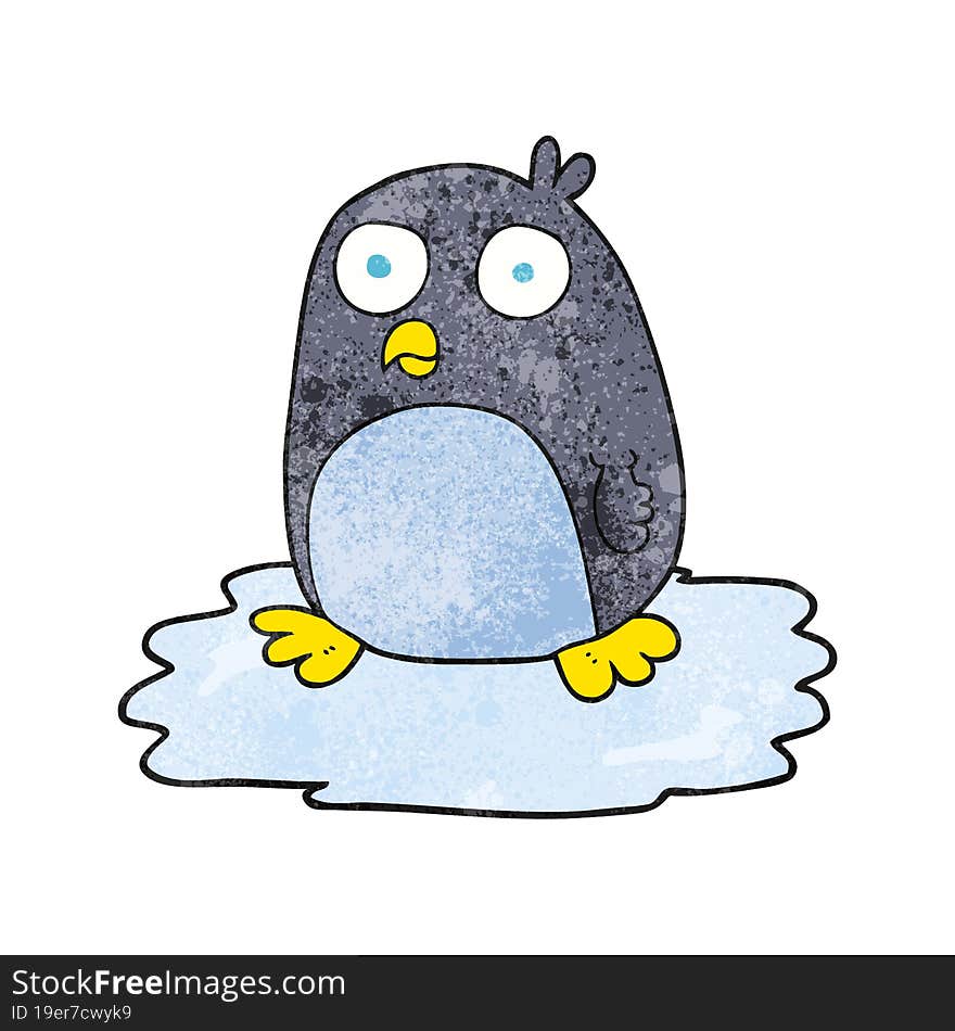 textured cartoon penguin on ice