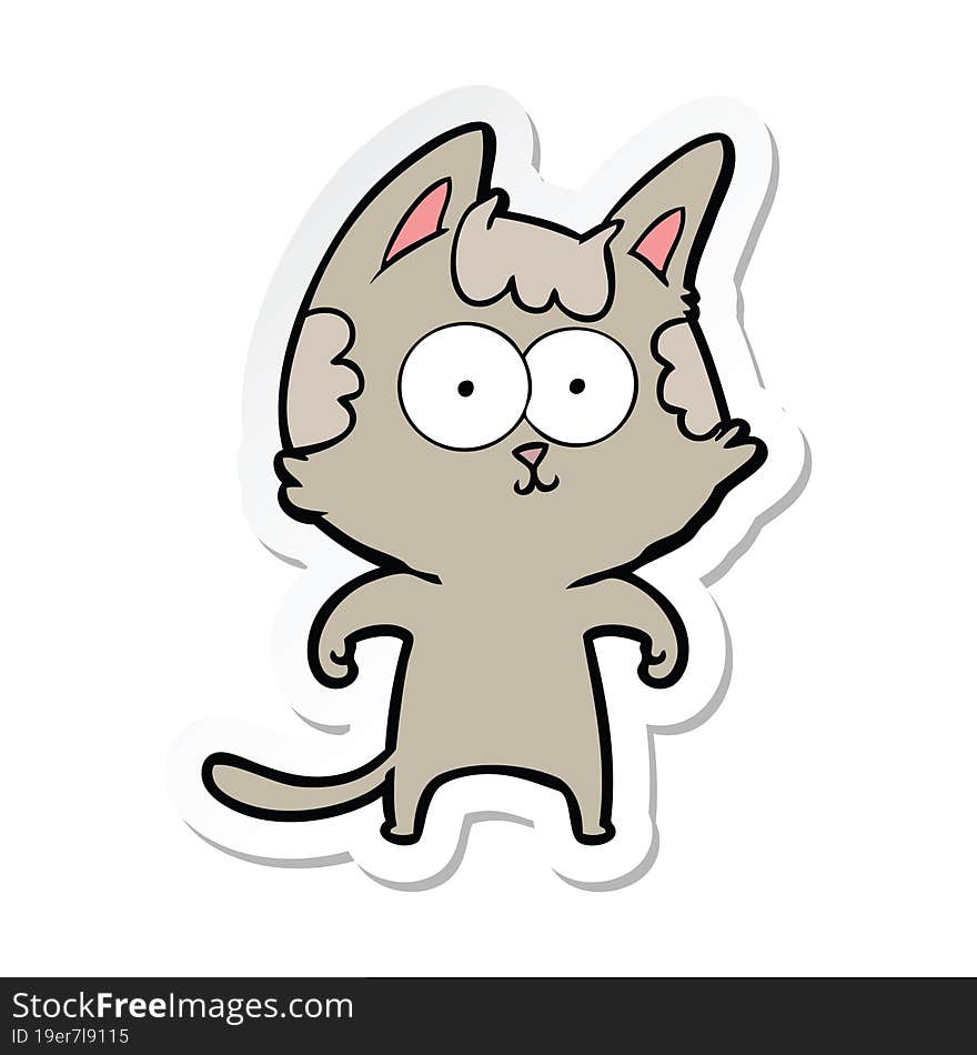 sticker of a happy cartoon cat