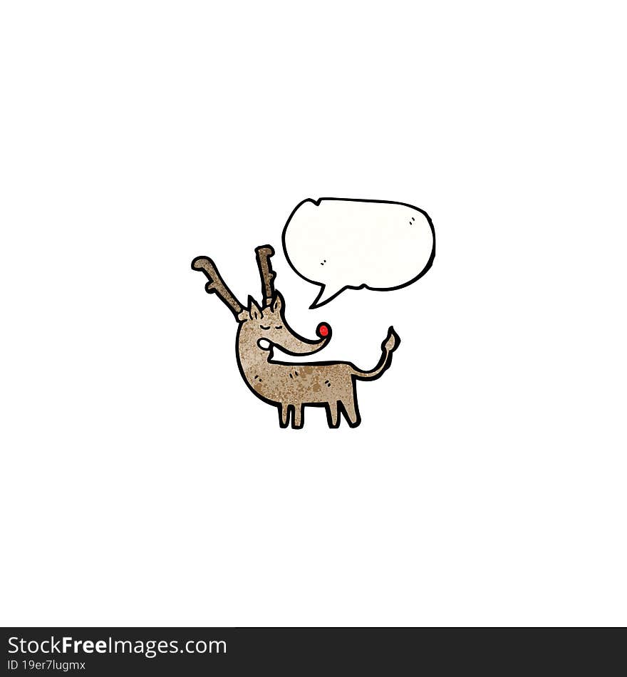 cartoon reindeer with speech bubble