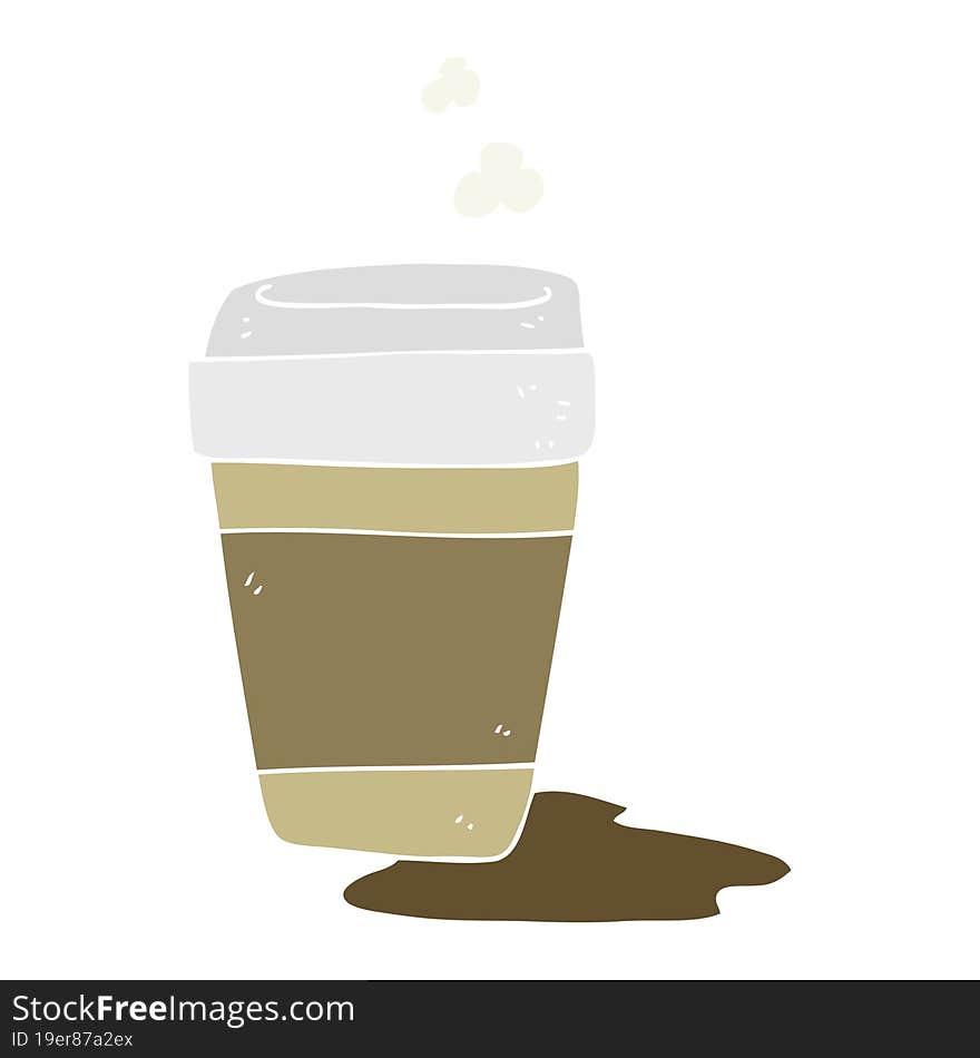 flat color illustration of a cartoon coffee cup