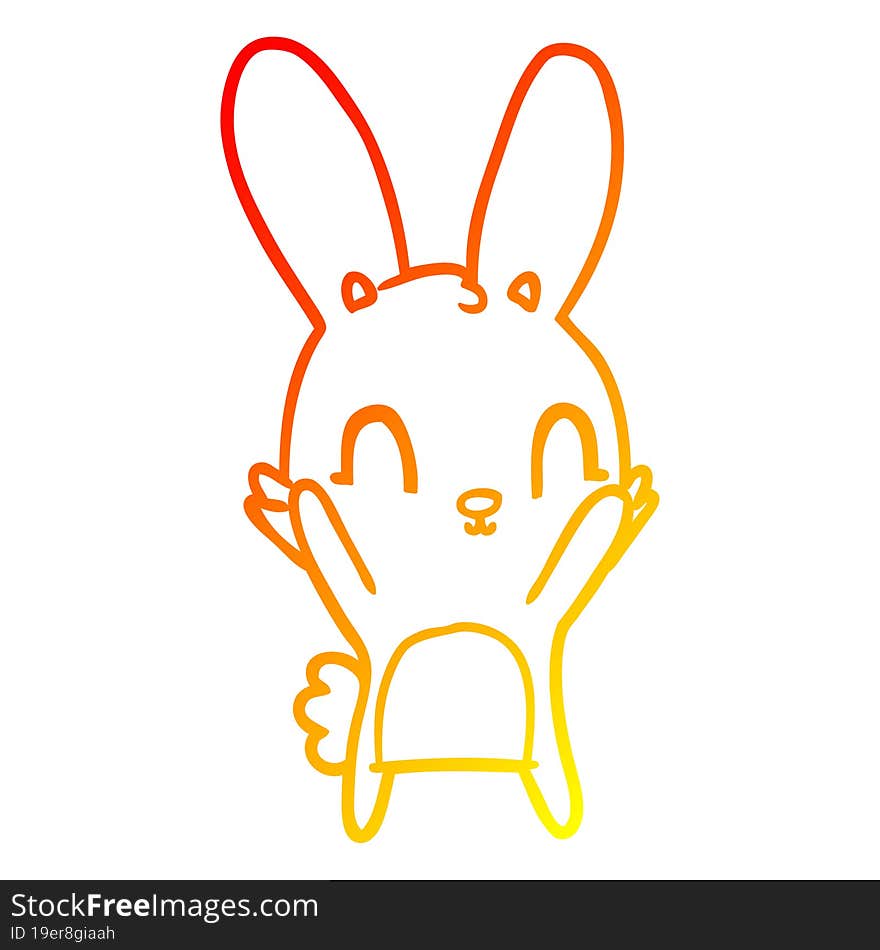 warm gradient line drawing of a cute cartoon rabbit